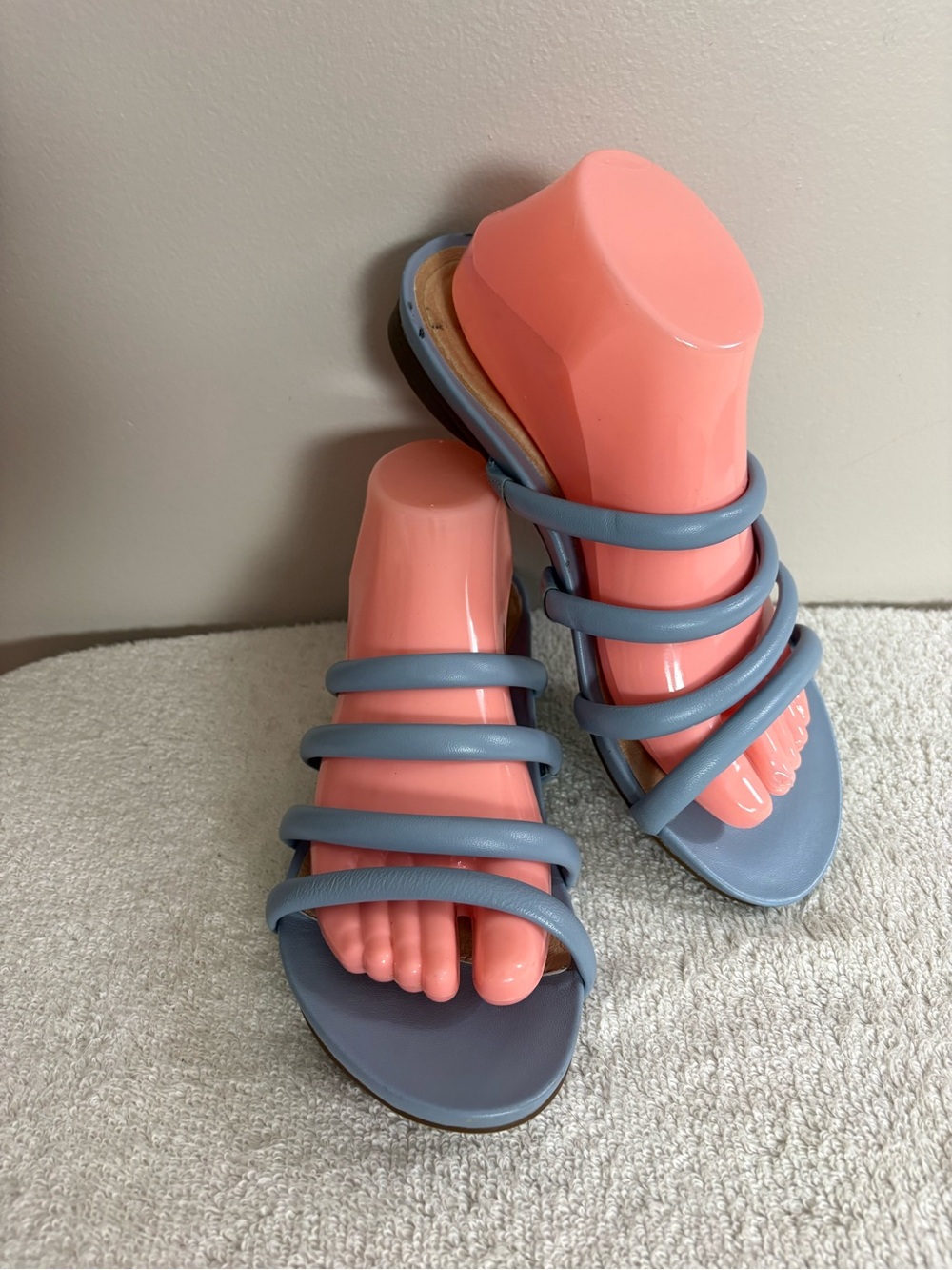 Women's ABEO Blue Leather SAMMIE BIO System 4 Strap SLIDES Summer SANDALS 9.5 - Picture 3 of 5